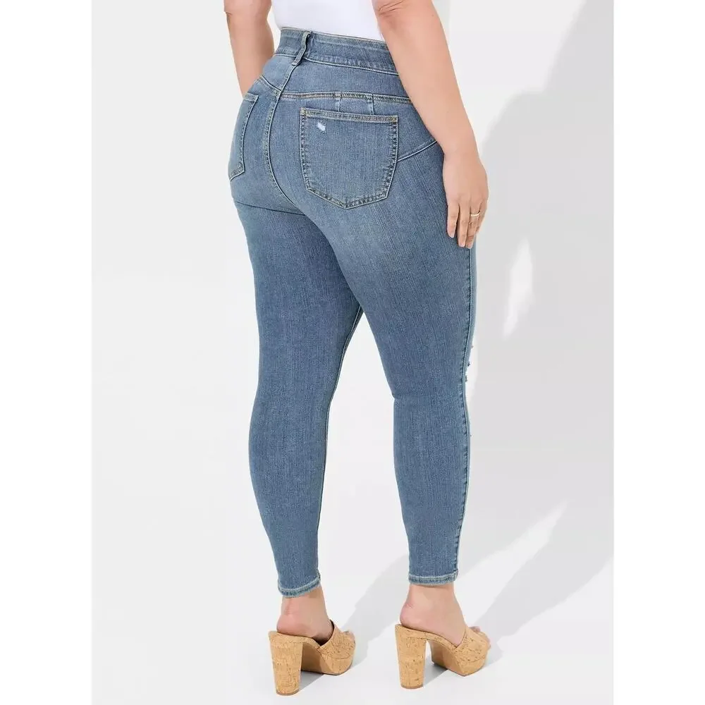 Torrid Bombshell Skinny Premium Stretch High-Rise Destructed Jean